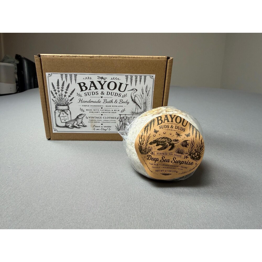 Deep Sea Surprise Bath Bomb with Hidden Toy | Fragrance-Free Goat Milk Bath Bomb